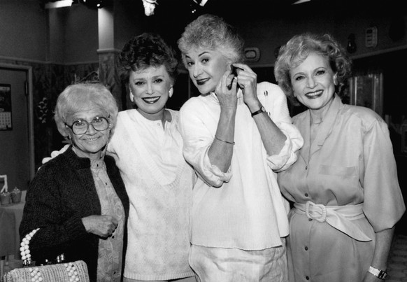 This Dec. 25, 1985 file photo shows the stars of the television series &quot;The Golden Girls&quot; during a break in taping in Hollywood, Calif. From left are, Estelle Getty, Rue McClanahan, Bea Arth ...