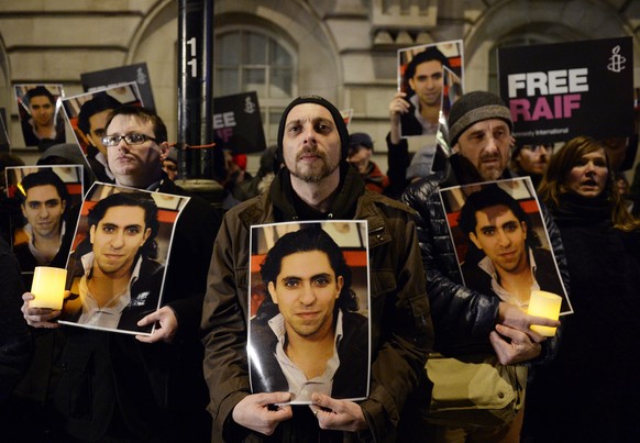 Solidaritätskundgebung für den verhafteten Blogger Raif Badawi in London.