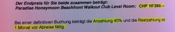 10'000 Franken – Anzahlung und Restzahlung überwiesen die Kaufmanns dem Veranstalter vor einem Monat. Dann hörten sie nichts mehr.&nbsp;