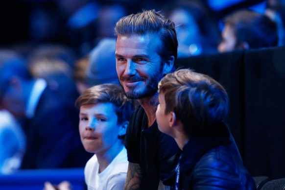 Prominenter Zuschauer: David Beckham mit seinen Söhnen Cruz (Links) und Romeo.