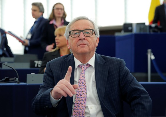 European Commission President Jean-Claude Juncker arrives to attend a debate on the future of the E.U. to mark the upcoming 60th anniversary of the Treaty of Rome at the European Parliament in Strasbo ...