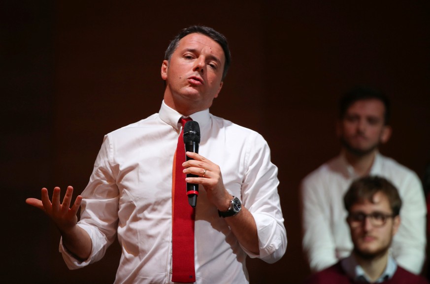 Italian Prime Minister Matteo Renzi talks during a meeting in support of the &#039;Yes&#039; vote in the upcoming constitutional reform referendum in Rome, Italy November 26, 2016. To match Analysis I ...