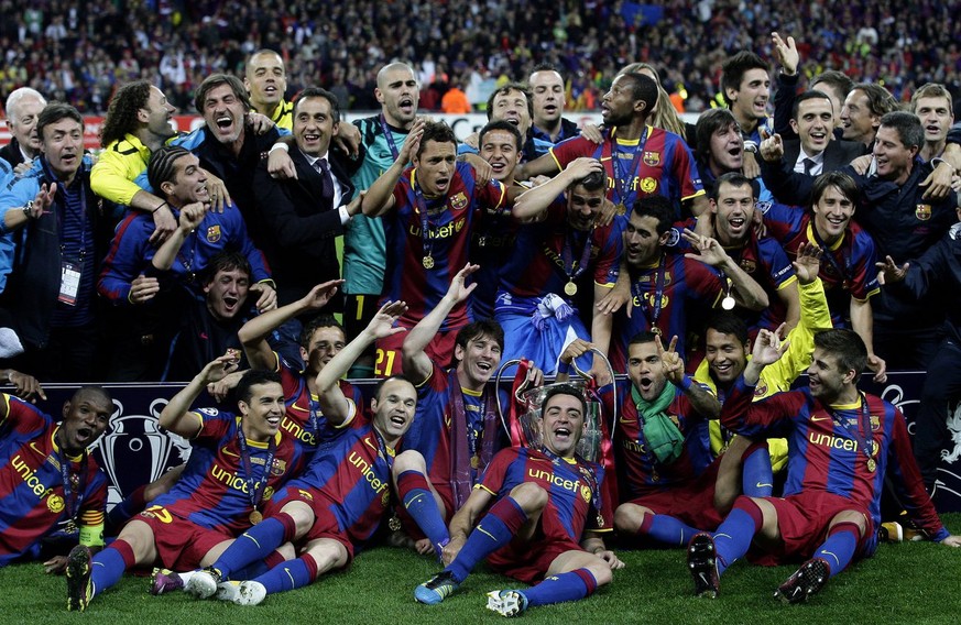 Die Barcelona-Spieler feiern den Champions-League-Sieg 2011, den bislang letzten Triumph in der Königsklasse.