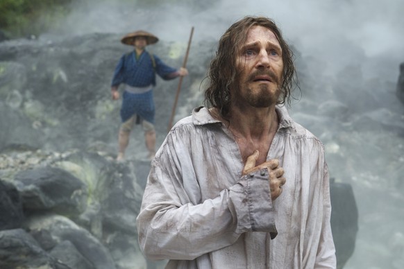This image released by Paramount Pictures shows Liam Neeson in a scene from &quot;Silence.&quot; Martin Scorsese’s epic “Silence” only received one Oscar nomination for best cinematography. (Kerry Bro ...