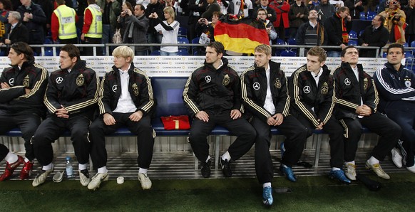 A jersey of Robert Enke, who committed suicide last week, is seen on the bench prior to the friendly soccer match between Germany and Ivory Coast in Gelsenkirchen, western Germany,Wednesday Nov.18, 20 ...