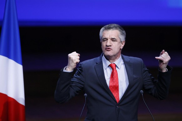 Independent candidate for the 2017 French Presidential election Jean Lassalle delivers his speech during the Gathering of French Mayors at Maison de la Radio in Paris, Wednesday, March 22, 2017. (AP P ...