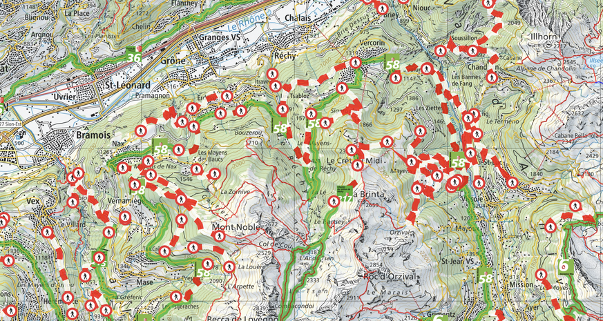 Gesperrte Wanderwege im Wallis. Stand: 16. Juni 2025