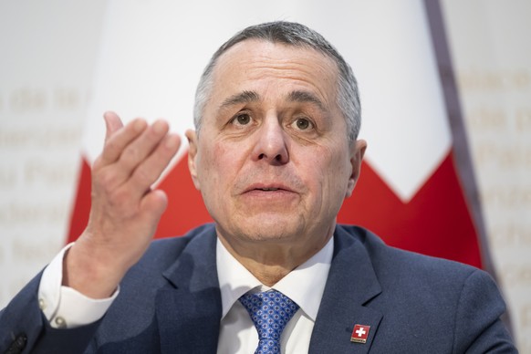 Bundesrat Ignazio Cassis spricht an einer Medienkonferenz zur Botschaft zum Paket "Stabilisierung und Weiterentwicklung der Beziehungen Schweiz-EU (Bilaterale III)", am Freitag, 13. Maerz 20 ...