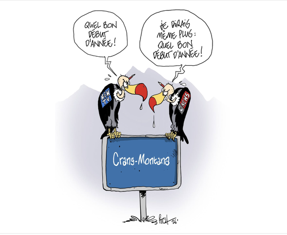 Caricature de Pitch pour Vigousse concernant les événements de Crans-Montana
