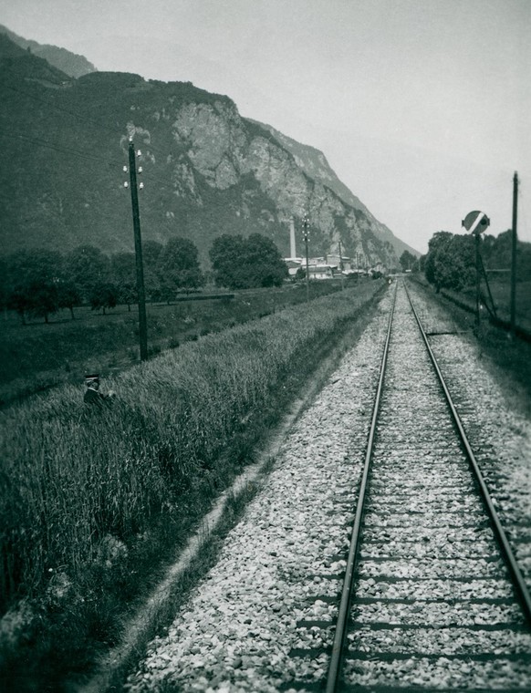 Voie aveugle utilisée pour la culture de céréales, vers 1943.