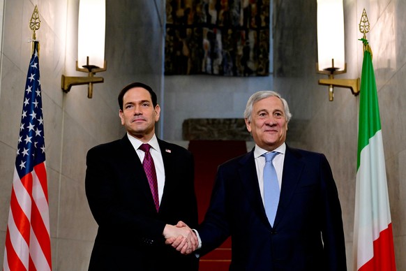 US Secretary of State Marco Rubio meets Italian Foreign Minister Antonio Tajani during his two-day visit to Italy and the Vatican, in Rome, Friday, May 8, 2026. (Stefano Rellandini/Pool Photo via AP)
 ...