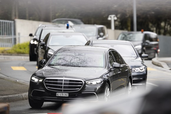 epa12749553 The Russian delegation arrives at the Intercontinental Hotel in Geneva, Switzerland, on 17 February 2026. The United States, Ukraine, and Russia are meeting in Geneva to discuss a peace pl ...