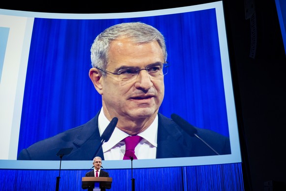 Laurent Freixe, Chief Executive Officer of Nestle, speaks during the Nestle Annual General Meeting at the SwissTech Conference Center, EPFL, in Ecublens near Lausanne, Switzerland, Wednesday, April 16 ...