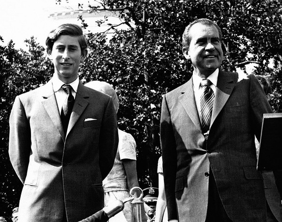 WASHINGTON, DC - 18 JUILLET: Le Prince Charles et le President Richard Nixon, a l'occasion de sa visite aux Etats-Unis, le 18 juillet 1970 a Washington, DC. (Photo by Keystone-France\Gamma-Rapho  ...