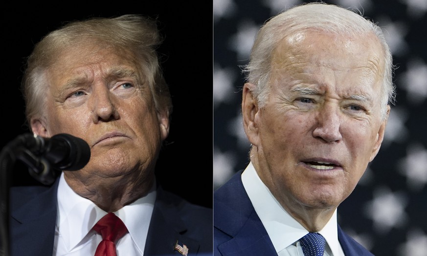 This combination of photos shows former President Donald Trump, left, and President Joe Biden, right. This yearÄôs midterm elections are playing out as a strange continuation of the last presidential ...