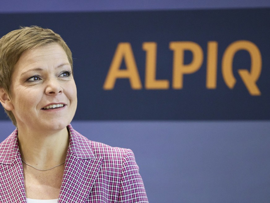 Antje Kanngiesser, CEO Alpiq, spricht an der Medienkonferenz ueber das Semesterergebnis 2021 am Donnerstag, 26. August 2021, in Olten. (KEYSTONE/Michael Buholzer)