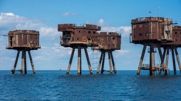 Les positions des forts Maunsell au large de l'estuaire de la Tamise