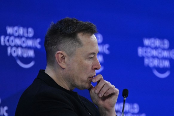 DAVOS, SWITZERLAND - JANUARY 22: Business person Elon Musk delivers a speech during the World Economic Forum Annual Meeting in Davos, Switzerland, on January 22, 2026. Harun Ozalp / Anadolu (Photo by  ...