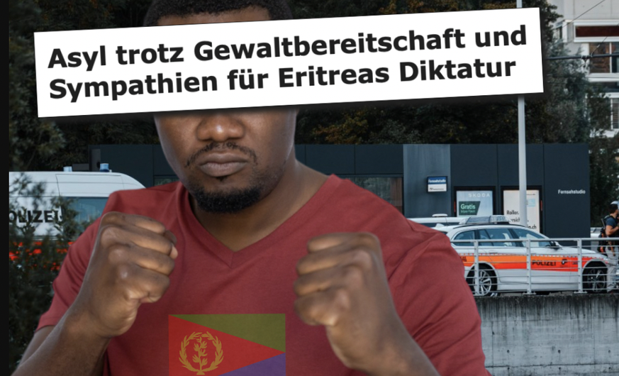 L'un des visuels de la campagne de l'UDC, s'en prenant ici à des «sympathisants de la dictature érythréenne» demandant l'asile en Suisse.