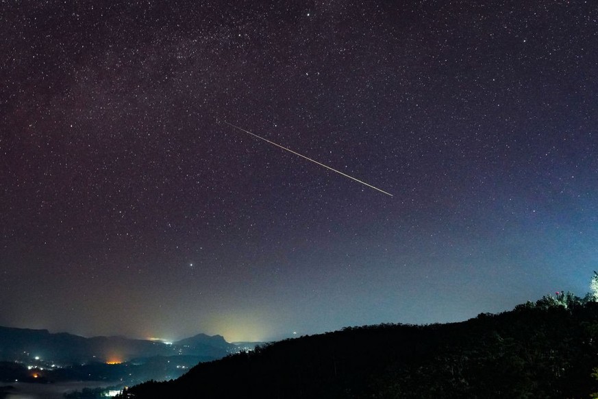 A huge Perseid meteor is being seen over the night sky in Haputale, Sri Lanka, on August 4, 2024. All night, I am setting up my camera on the hotel balcony, and I am able to capture a huge Perseid met ...