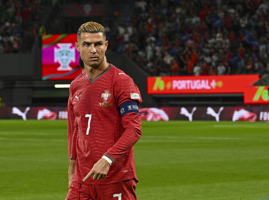 LISBON, PORTUGAL - SEPTEMBER 24: Cristiano Ronaldo of Portugal reacts during the UEFA Nations League 2026/27 group phase match between Portugal and Wales at Estadio Jose Alvalade on September 24, 2026 ...