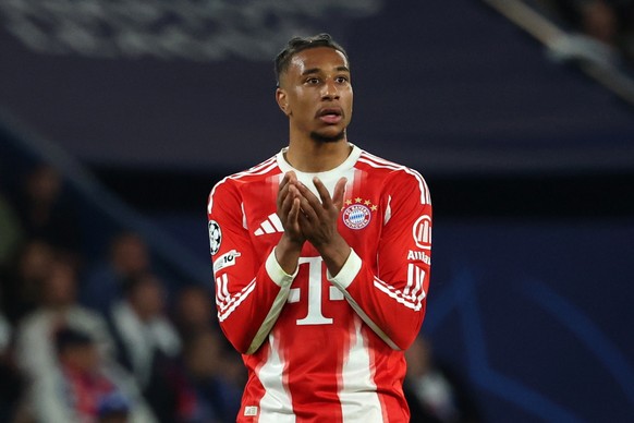 epa12920467 Michael Olise of Bayern Munich gestures during the UEFA Champions League semi-final match between Paris Saint-Germain and Bayern Munich in Paris, France, 28 April 2026. EPA/MOHAMMED BADRA