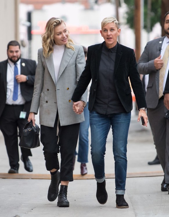 LOS ANGELES, CA - DECEMBER 10: Portia de Rossi and Ellen DeGeneres are seen at &#039;Jimmy Kimmel Live&#039; on December 10, 2018 in Los Angeles, California. (Photo by RB/Bauer-Griffin/GC Images)