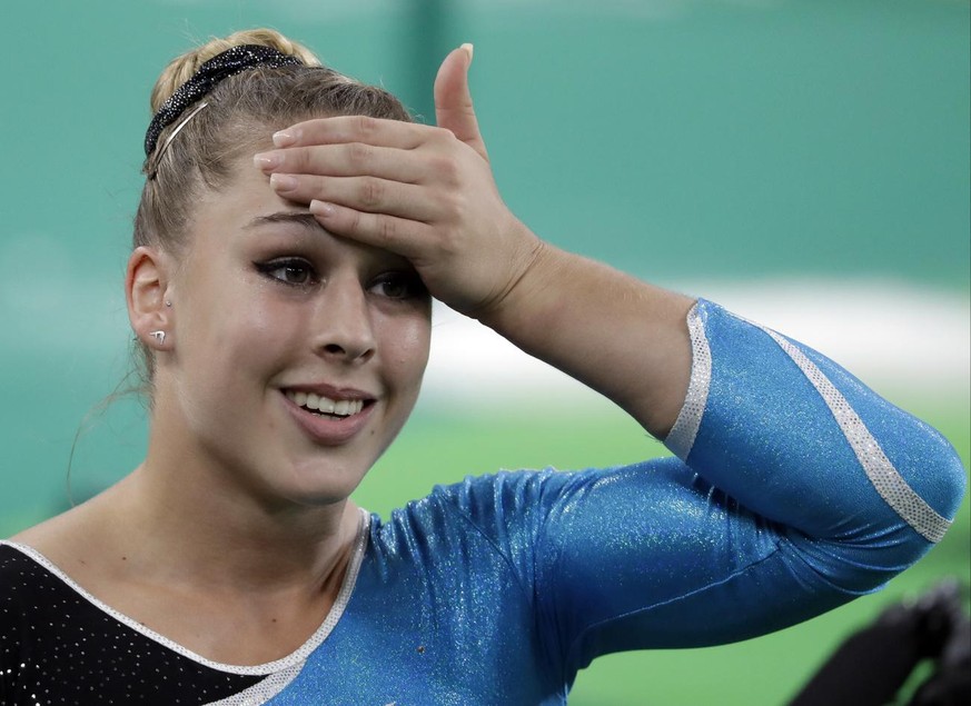 Switzerland&#039;s Giulia Steingruber reacts after her vault performance during the artistic gymnastics women&#039;s apparatus final at the 2016 Summer Olympics in Rio de Janeiro, Brazil, Sunday, Aug. ...
