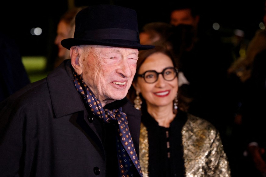French philosopher Edgar Morin arrives for a state dinner at the Royal Palace in Rabat on October 29, 2024, as part of a three-day state visit by France's President Emmanuel Macron to Morocco. (P ...