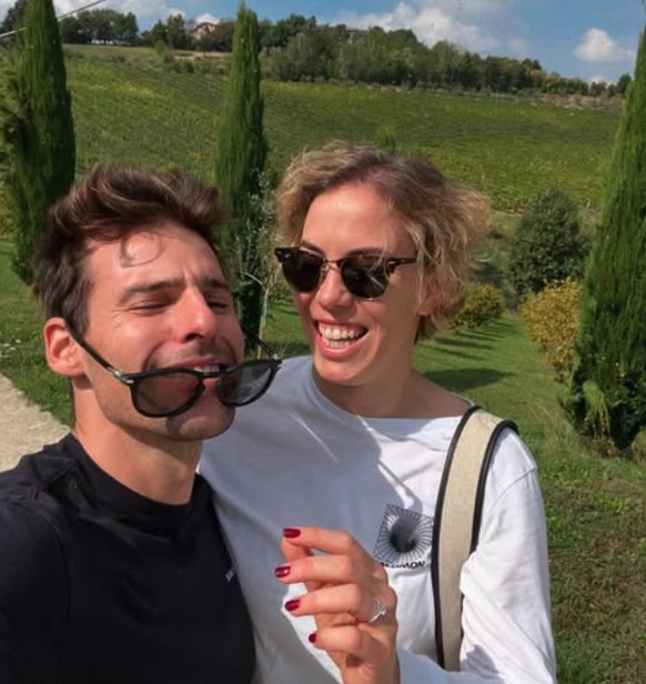 Michelle Gisin et son fiancé, le skieur italien Luca De Aliprandini.