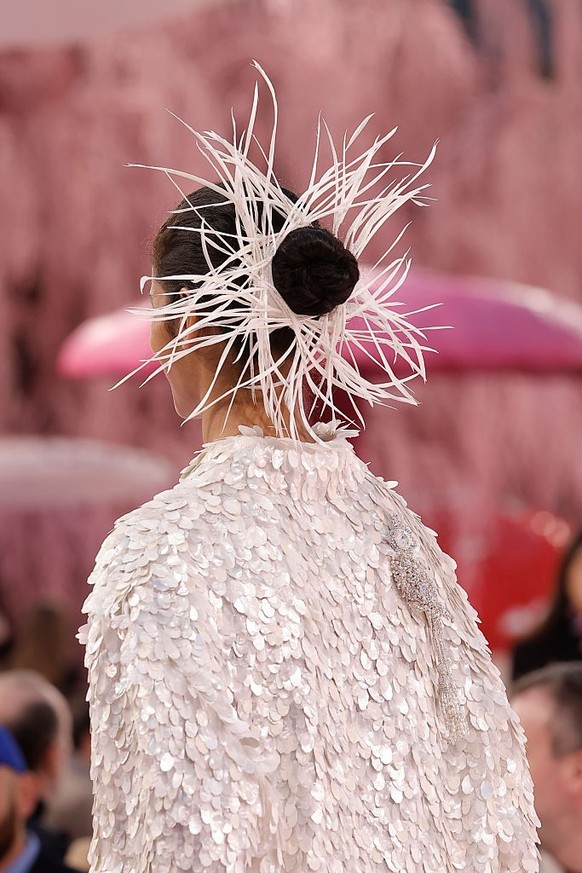 PARIS, FRANCE - JANUARY 27: (EDITORIAL USE ONLY - For Non-Editorial use please seek approval from Fashion House) Models walk the runway during the Chanel Haute Couture Week Spring/Summer 2026 show as  ...
