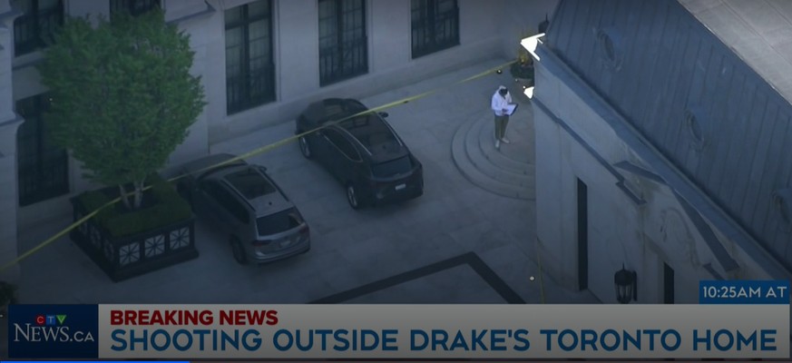 La maison de Drake bouclée après une fusillade ce 7 mai 2024.