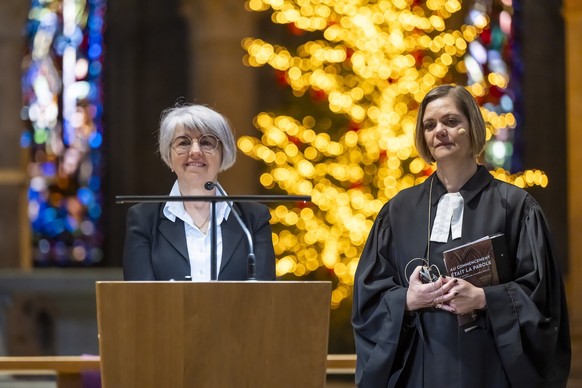 Elisabeth Baume-Schneider et la pasteure de la Cathédrale de Lausanne