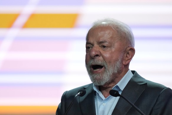 Brazil President Luiz Inacio Lula da Silva speaks during a plenary session at the COP30 U.N. Climate Summit, Monday, Nov. 10, 2025, in Belem, Brazil. (AP Photo/Fernando Llano)
Climate COP30