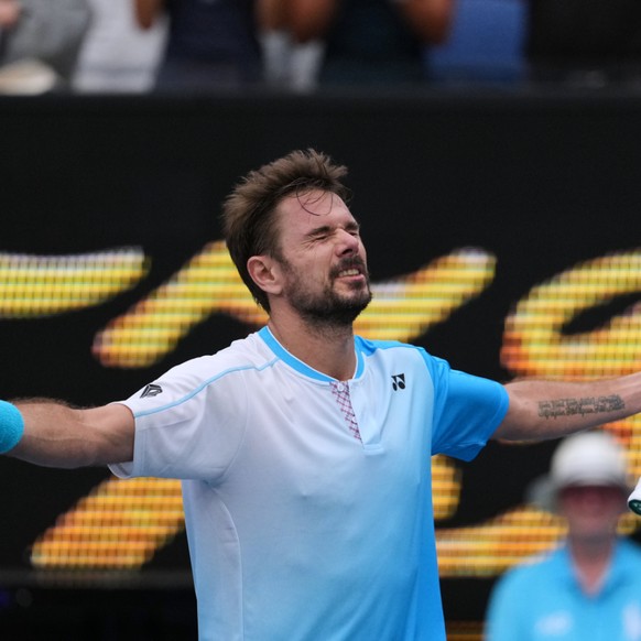 La joie de Stan Wawrinka après sa victoire au 1er tour à Melbourne