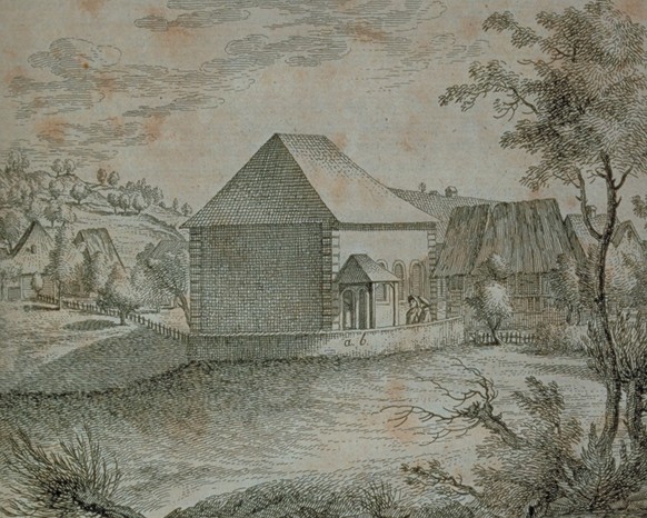 La synagogue de Lengnau. Gravure de Johann Balthasar Bullinger, 1768.