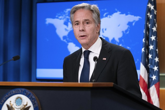 FILE - Secretary of State Antony Blinken speaks during a news conference about Russia&#039;s election interference at the Department of State in Washington, Sept. 13, 2024. (AP Photo/Jose Luis Magana, ...