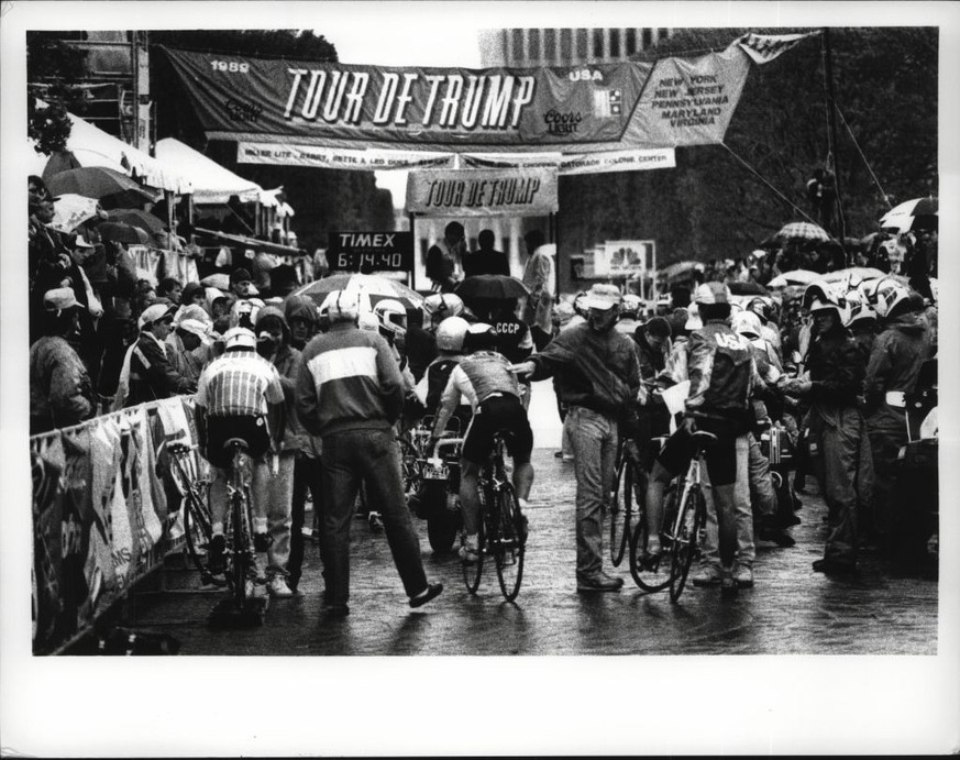 Tour de Trump time trials start line at State Plaza in Albany, New York. May 5, 1989 (Photo by John Carl D&#039;Annibale /Albany Times Union via Getty Images Archive)