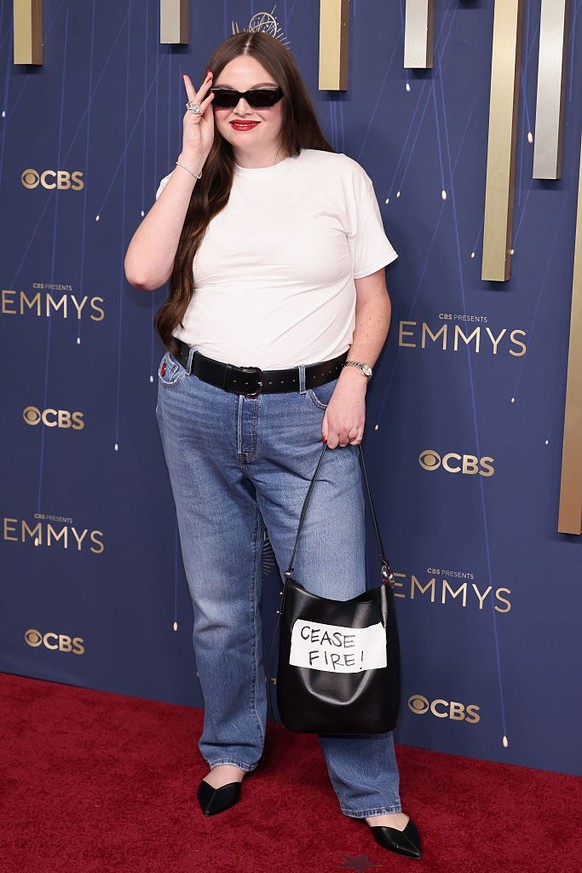 LOS ANGELES, CALIFORNIA - SEPTEMBER 14: Megan Stalter attends the 77th Primetime Emmy Awards at Peacock Theater on September 14, 2025 in Los Angeles, California. (Photo by John Shearer/WireImage)