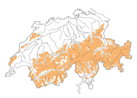 Répartition schématique, en Suisse, des traquets motteux pendant la saison de reproduction.