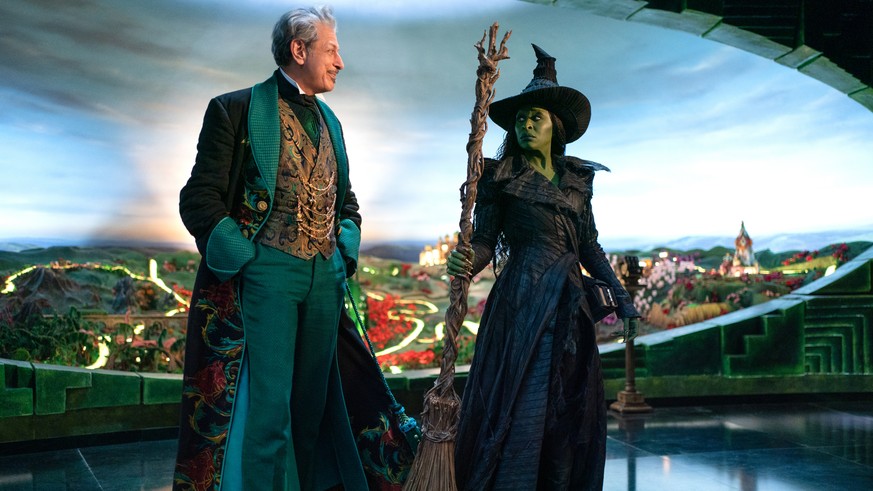 This image released by Universal Pictures showsJeff Goldblum, left, and Cynthia Erivo in a scene from &quot;Wicked for Good..&quot; (Universal Pictures via AP)
Film Review - Wicked For Good