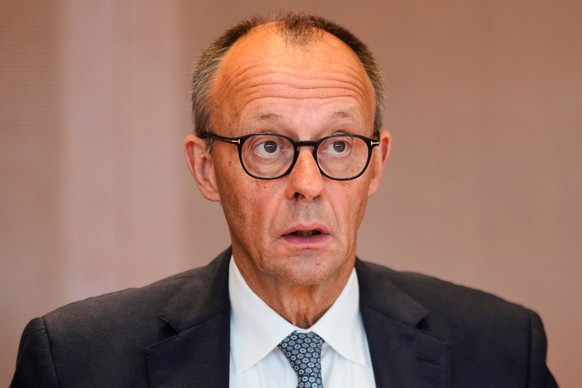 German Chancellor Friedrich Merz attends the cabinet meeting at the chancellery in Berlin, Germany, Wednesday, Oct. 8, 2025. (AP Photo/Markus Schreiber)
Germany Politics