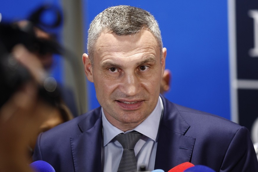 Kyiv&#039;s Mayor, Vitali Klitschko, speaks to the media at IFEMA facilities in Madrid, Spain, 28 June 2022.