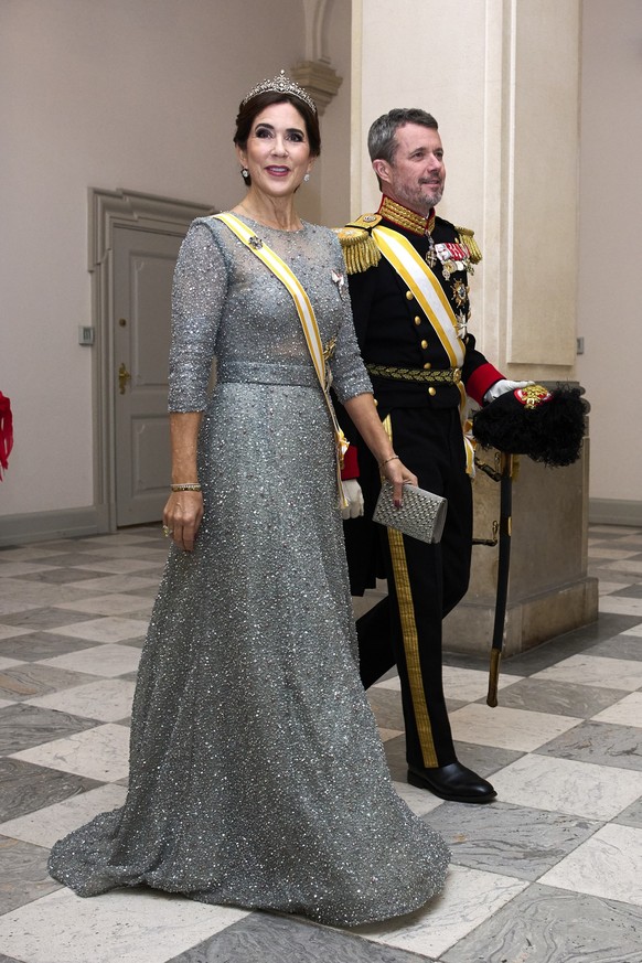 COPENHAGEN, DENMARK - NOVEMBER 06: Crown Princess Mary of Denmark and Crown Prince Frederik of Denmark attend a gala dinner at the Christiansborg Palace on November 06, 2023 in Copenhagen, Denmark. (P ...