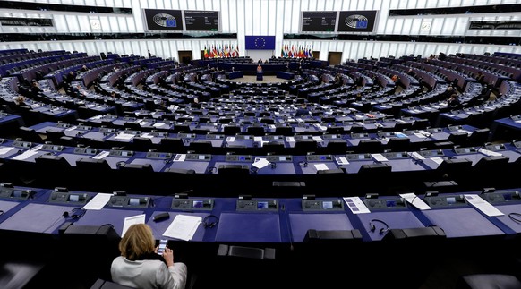 epaselect epa11082722 A general view of the plenary chamber during a debate at the European Parliament in Strasbourg, France, 16 January 2024.The European Parliament&#039;s plenary session runs from 1 ...