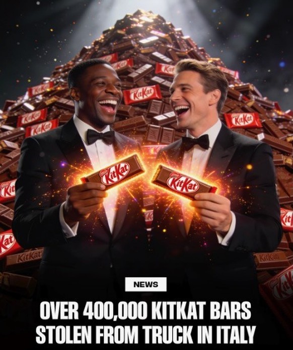 Great KitKat Heist of 2026

https://www.instagram.com/p/DWeqwRpETTs/?img_index=1
