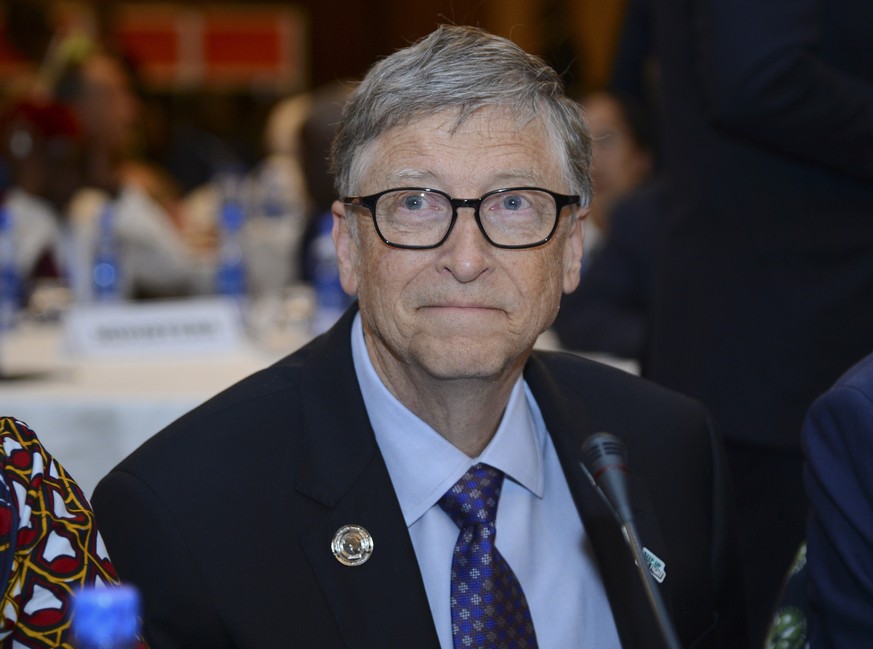 FILE - In this Feb. 9, 2019, file photo, Bill Gates, chairman of the Bill &amp; Melinda Gates Foundation, attends the &quot;Africa Leadership Meeting - Investing in Health Outcomes&quot; held at a hot ...