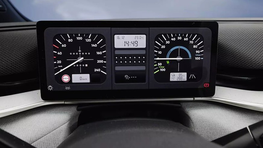 En option, le mode rétro peut être activé sur les deux écrans. Il s’inspire directement de la première Golf. Ceux qui n’y adhèrent pas peuvent bien entendu opter pour une autre apparence.