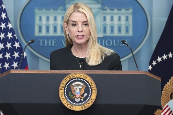 Attorney General Pam Bondi speaks to the media, Friday, June 27, 2025, in the briefing room of the White House in Washington. (AP Photo/Jacquelyn Martin)
Donald Trump