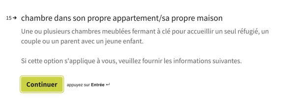 Extrait du formulaire d'inscription pour les familles d'accueil sur le site de l'OSAR. Les questions pratiques comme la possibilité de fermer sa chambre à clef font partie des critères à remplir